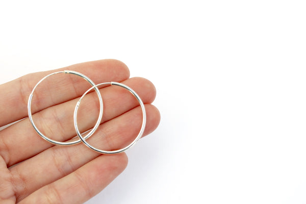 30mm Plain Sterling Silver Hoop Earrings