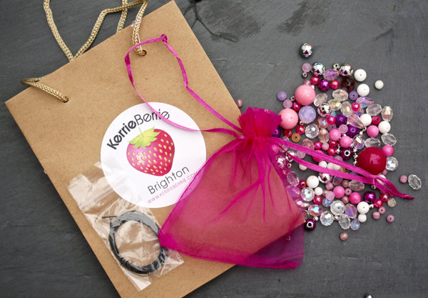 Jewellery Making Gift Bag contains Beads and Elastic