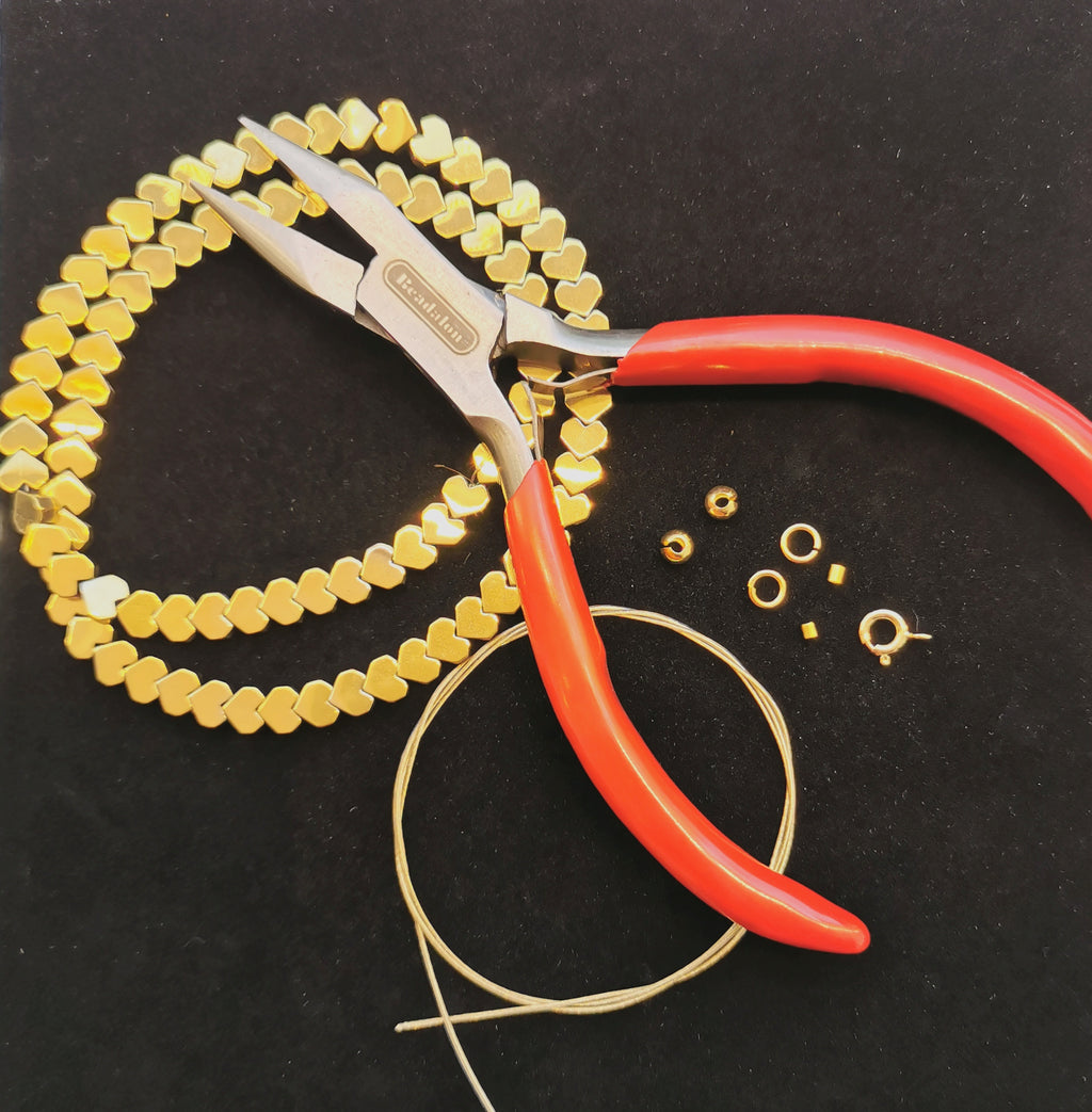 Gold Hematite Heart Beaded Bracelet Jewellery Making Kit