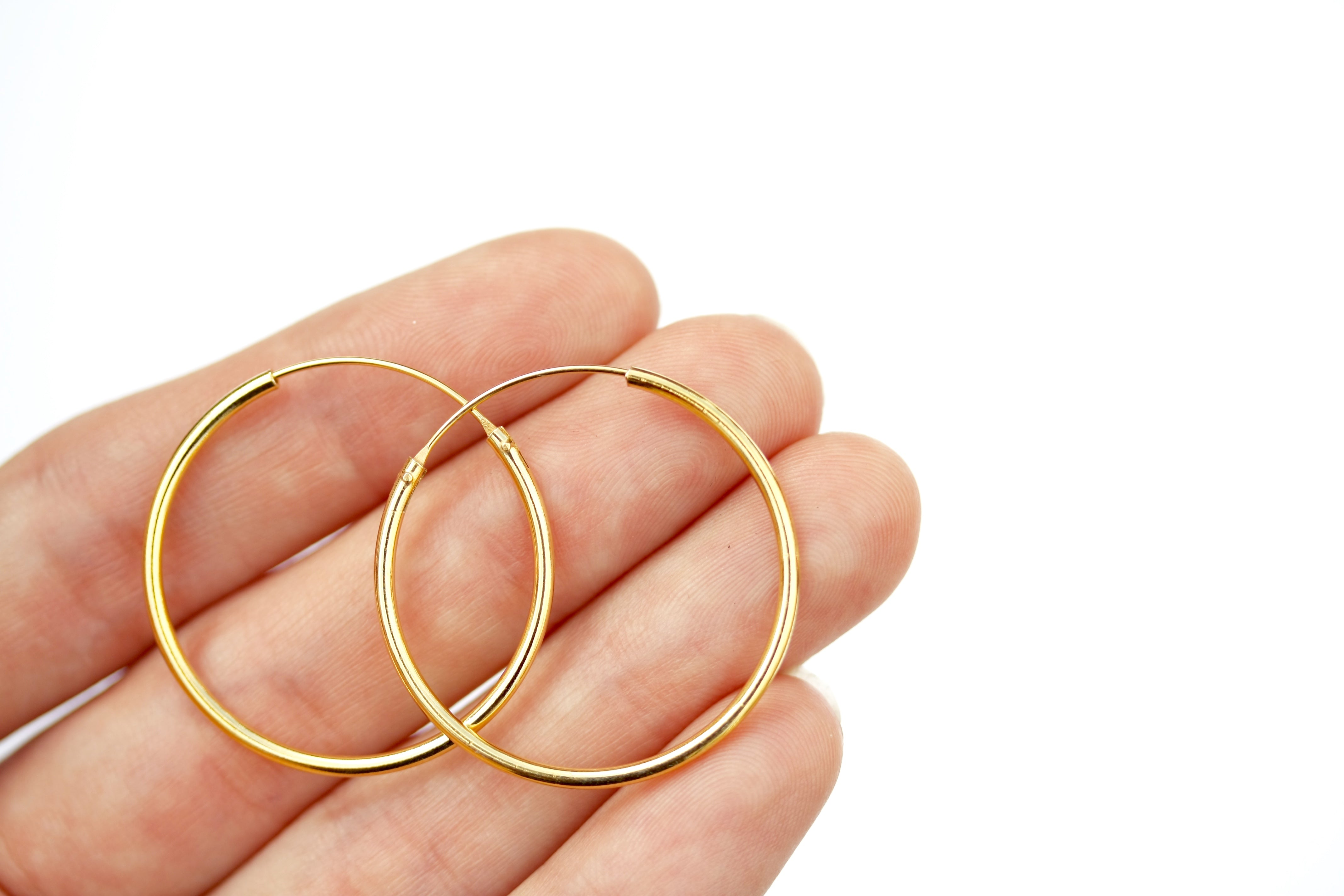 30mm real gold plated sterling silver hoop earrings KerrieBerrie Beads Jewellery