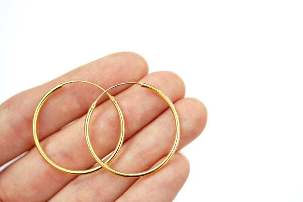 30mm real gold plated sterling silver hoop creole earrings