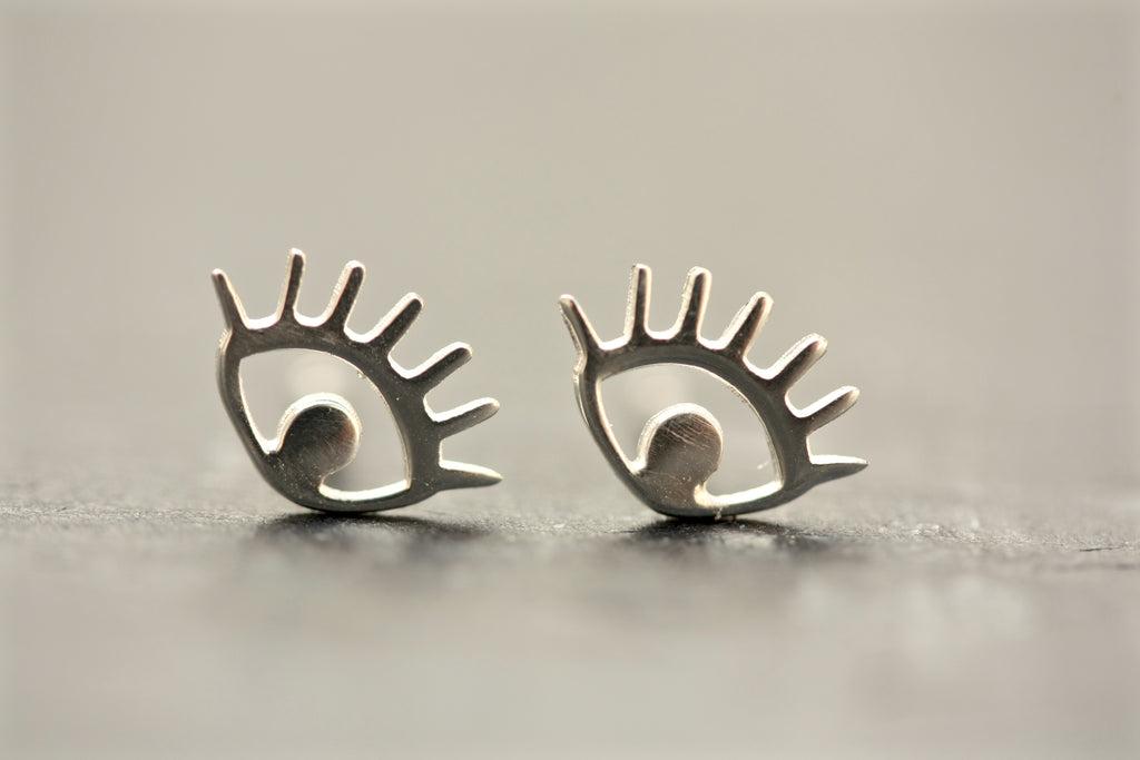 Sterling Silver Evil Eye Stud Earrings