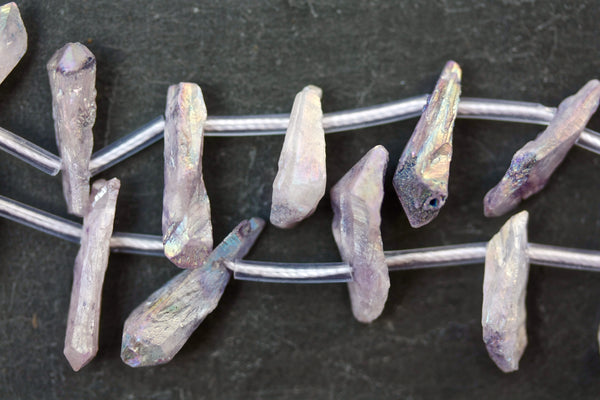 Lilac Natural Quartz Crystal Electroplated Beads