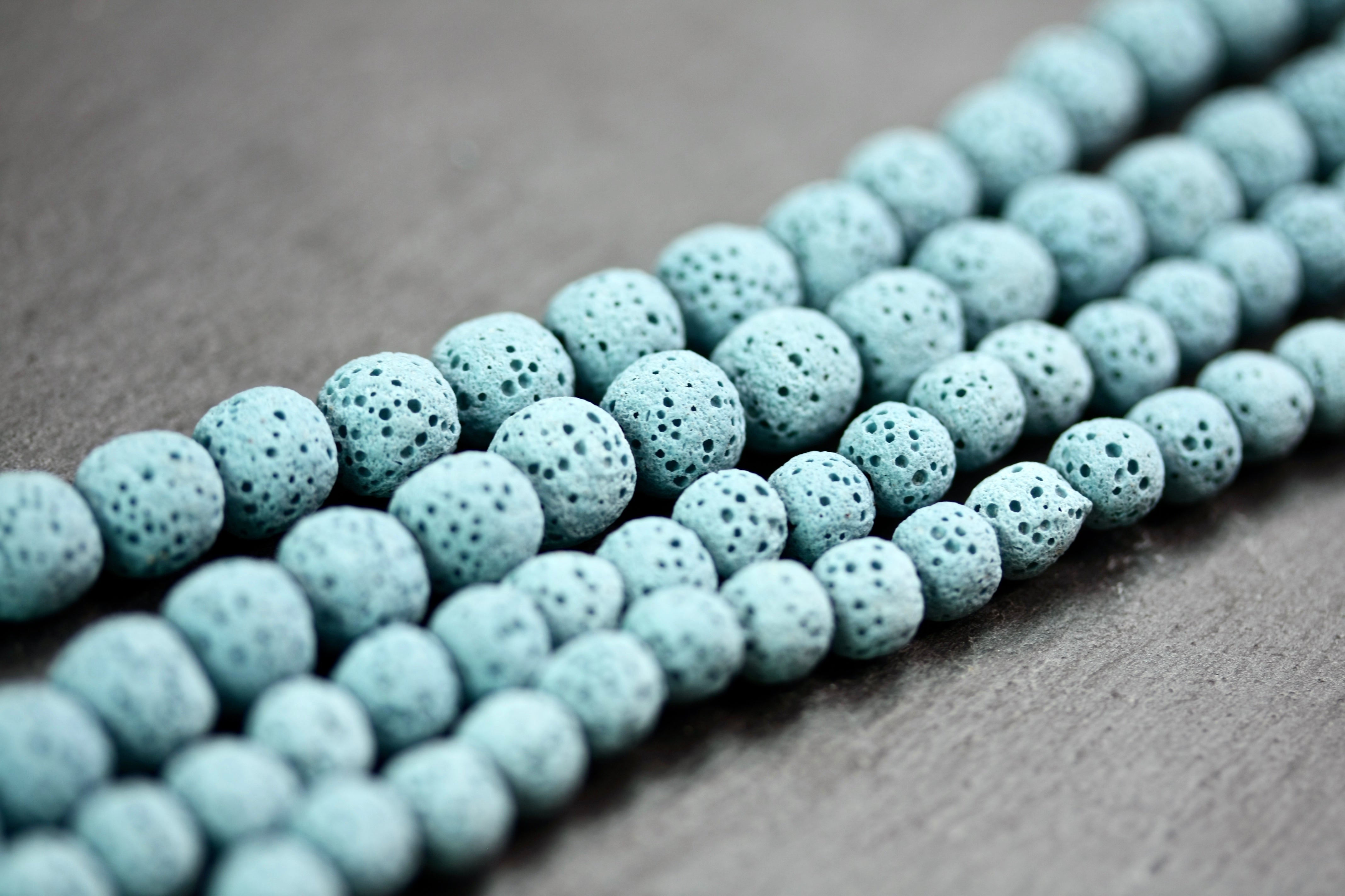 Blue Round 8mm Lava Beads For Jewelry Making - Natural Stone Beads For Bracelets & Essential Oil Diffusion