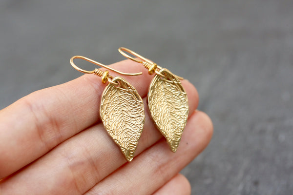 Gold leaf earrings