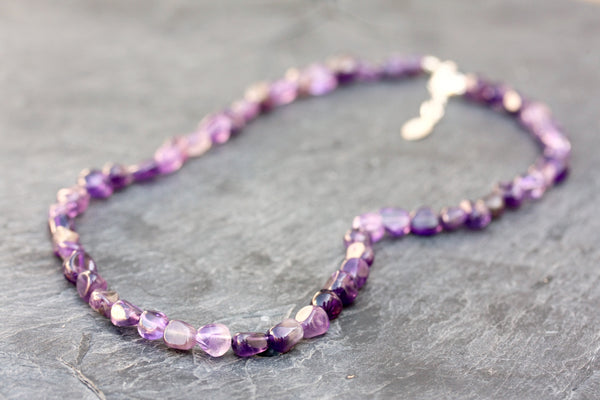 Simple beaded semi-precious Amethyst necklace