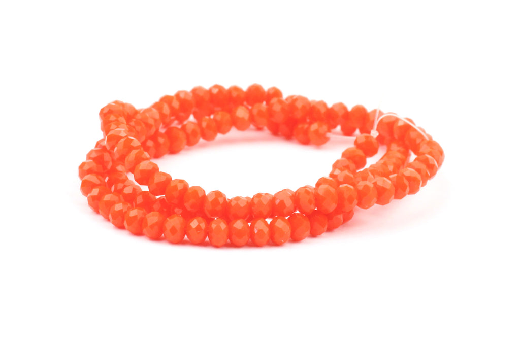 2.5mm x 3mm Bright Coral Crystal Glass Faceted Bead Strand (Approx.  beads)