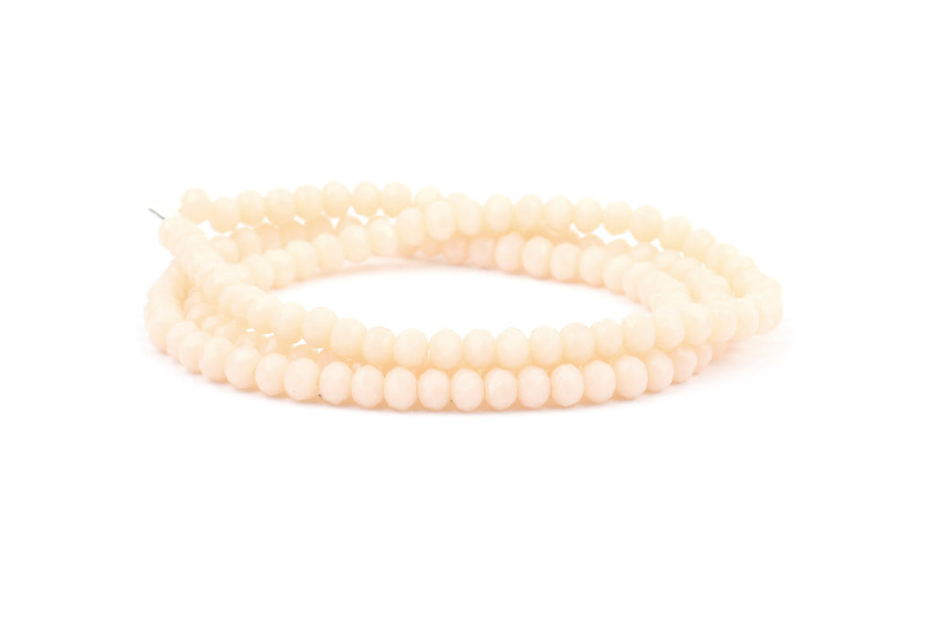 2.5mm x 3mm Cream Crystal Glass Faceted Bead Strand (Approx.  beads)