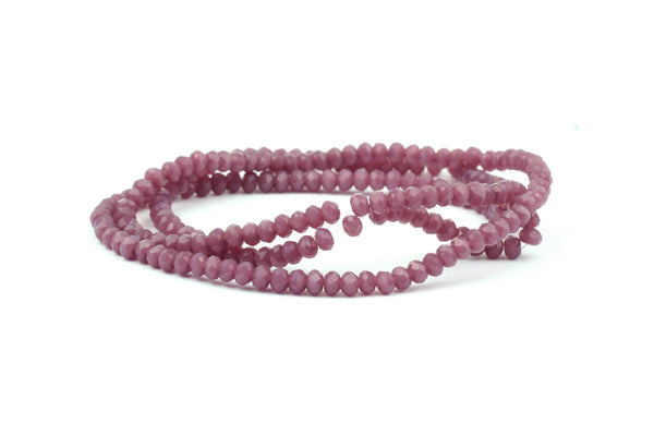 2x3mm Dark Purple Crystal Glass Faceted Bead Strand (Approx. 200 beads)