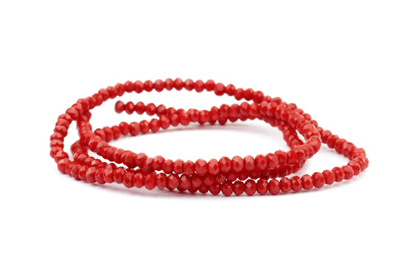 2x3mm Darker Red Crystal Glass Faceted Bead Strand (Approx. 200 beads)