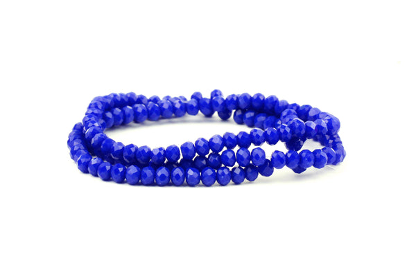 2.5mm x 3mm Deep Blue Crystal Glass Faceted Bead Strand (Approx.  beads)