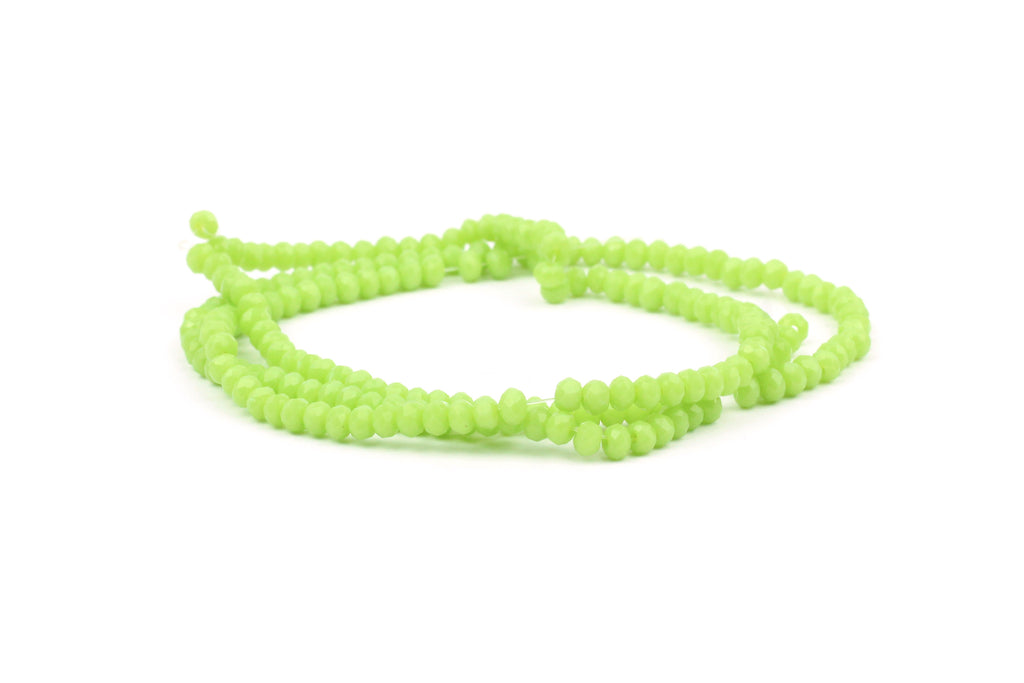 2x3mm Lime Green Crystal Glass Faceted Bead Strand (Approx. 200 beads)