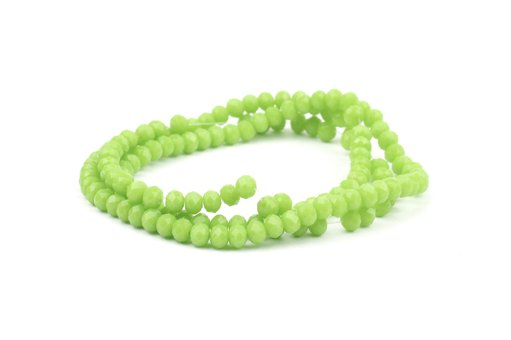 2.5mm x 3mm Lime Green Crystal Glass Faceted Bead Strand (Approx. 160 beads)