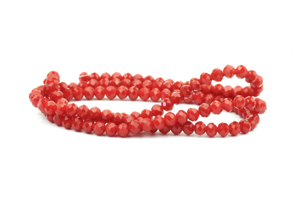 2.5mm x 3mm Red Crystal Glass Faceted Bead Strand (Approx.  beads)