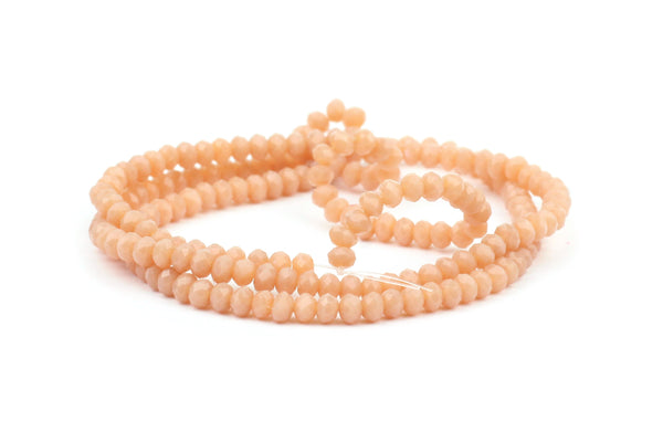 2x3mm Apricot / Light Orange Crystal Glass Faceted Bead Strand (Approx. 200 beads)