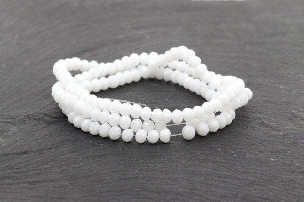 2.5mm x 3mm White Crystal Glass Faceted Bead Strand (Approx.  beads)