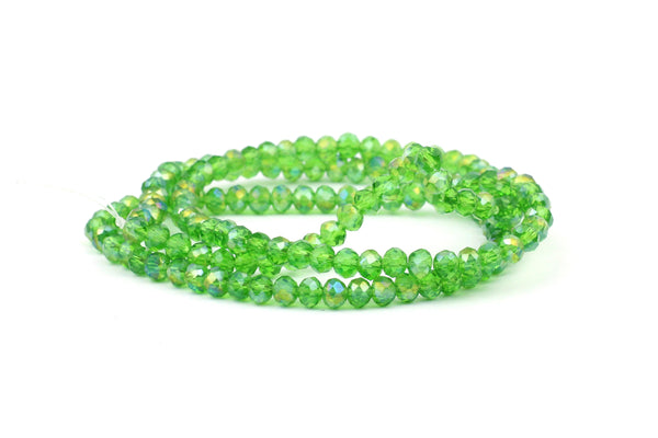 2.5mm x 3mm Iridescent Green Crystal Glass Faceted Bead Strand (Approx.  beads)
