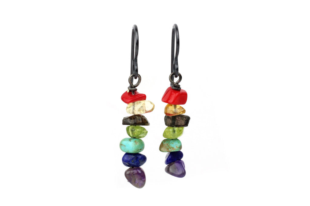 Semi-Precious Rainbow Drop Earrings