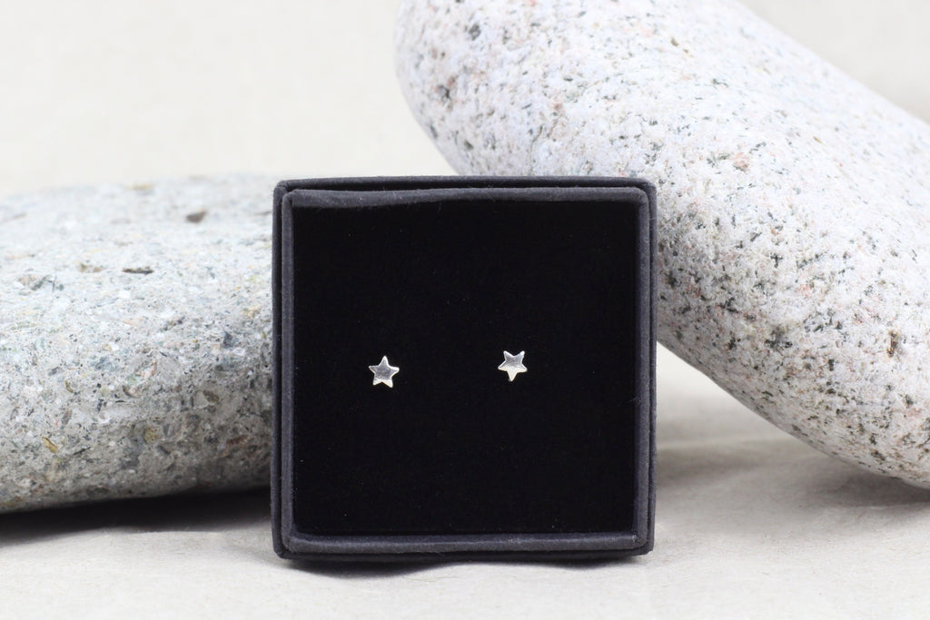 Sterling Silver Tiny Star Stud Earrings (3mm)