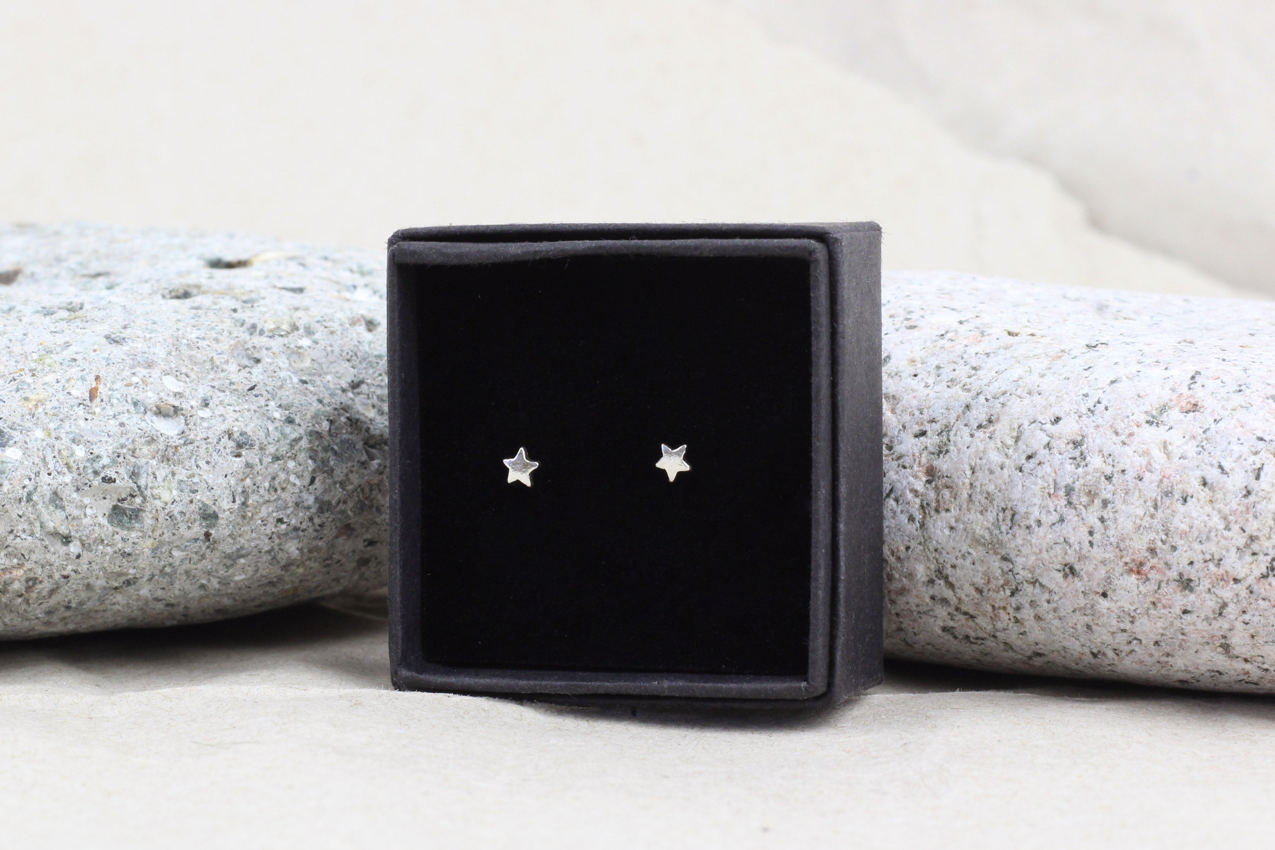 ROUND STUD EARRINGS WITH DIAMOND STARS, .07 CT TW - Howard's Jewelry Center
