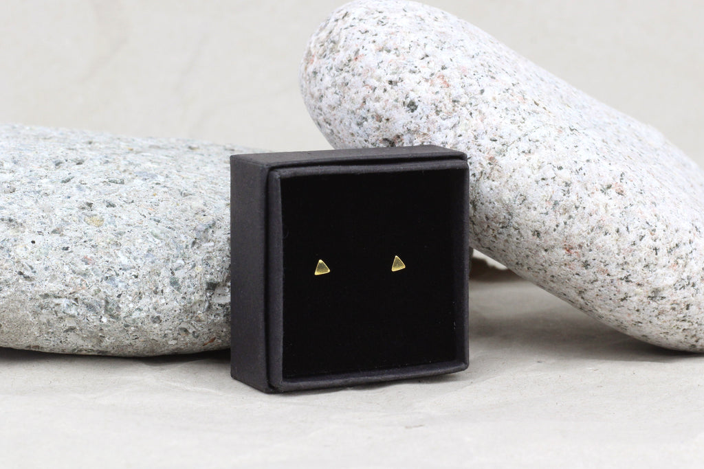 Gold Filled Tiny Triangle Stud Earrings (3mm)