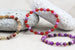 Red / Purple Agate & Czech Glass Beaded Bracelet