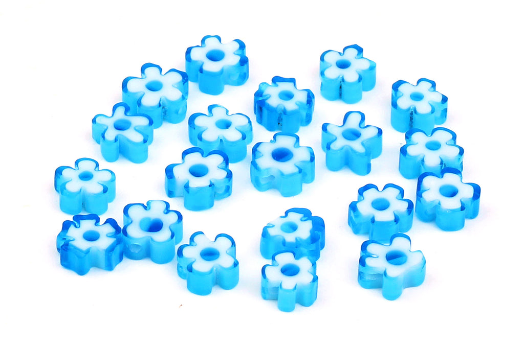 Glass Flower Bead (Cornflower Blue) – 6mm w/ 1mm Hole