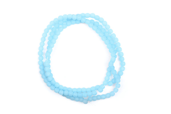 Frosted Opaque Glass Round Beads in Blue – 2.5mm w/ 0.7mm Hole (Approx. 150 beads)