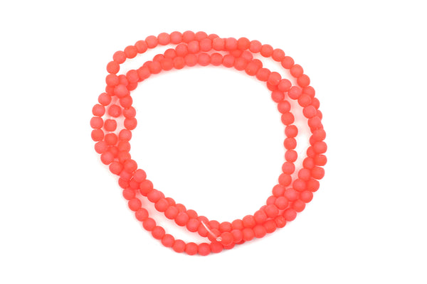 Frosted Opaque Glass Round Beads in Coral – 2.5mm w/ 0.7mm Hole (Approx. 150 beads)
