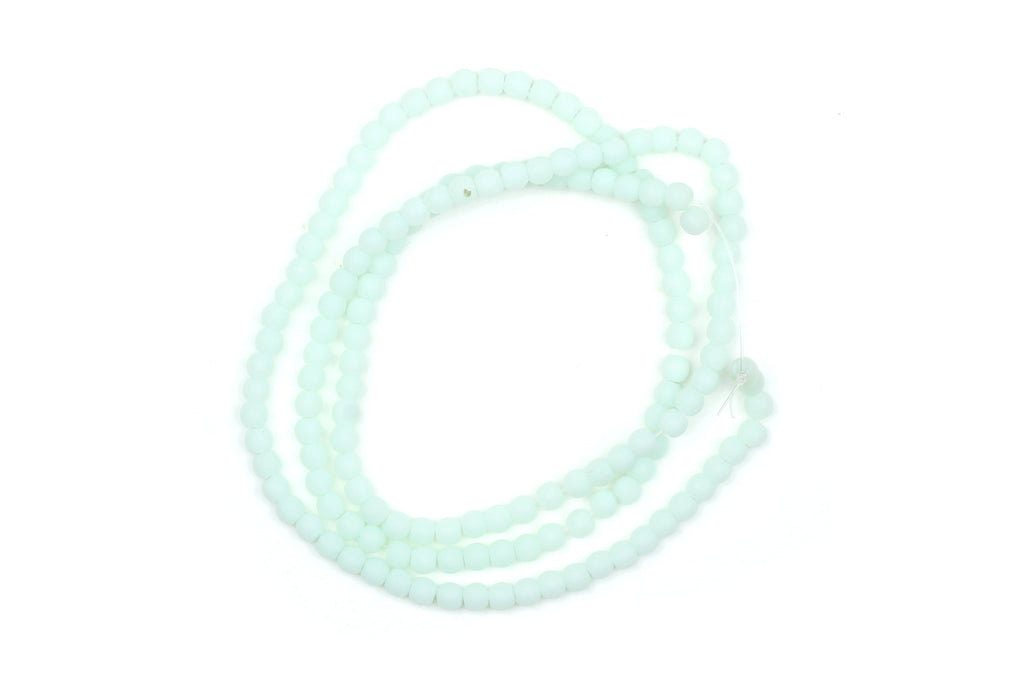 Frosted Opaque Glass Round Beads in Mint Green – 2.5mm w/ 0.7mm Hole (Approx. 150 beads)