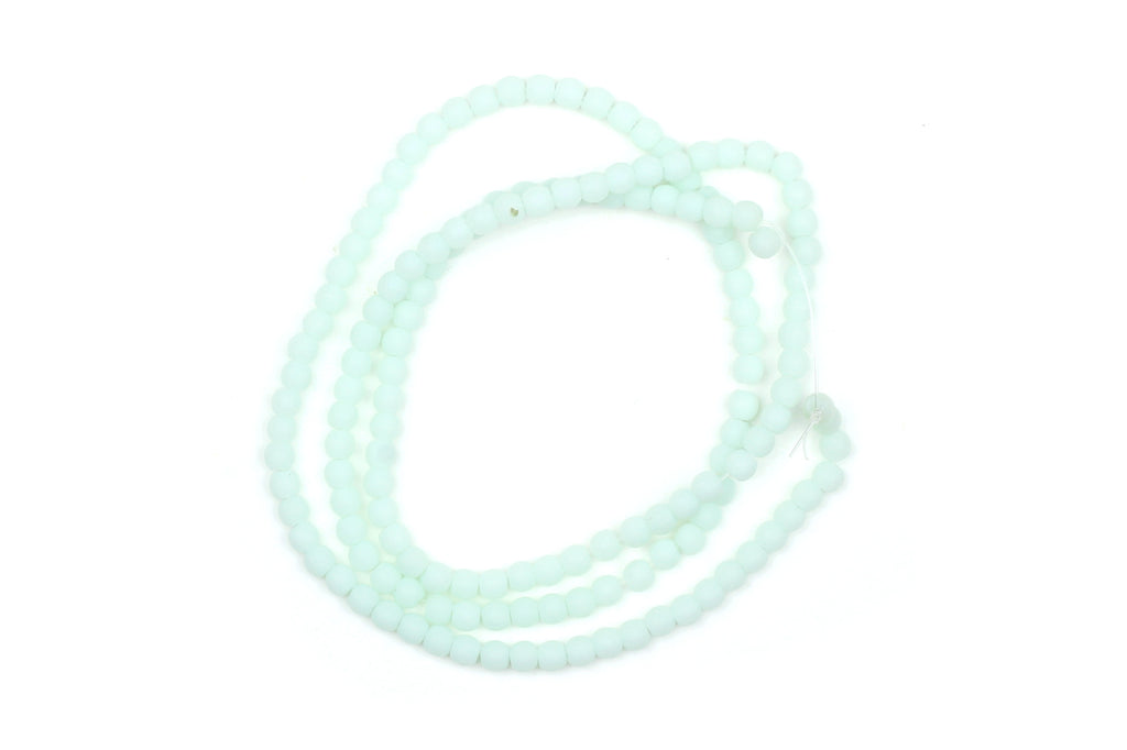 Frosted Opaque Glass Round Beads in Mint Green – 2.5mm w/ 0.7mm Hole (Approx. 150 beads)