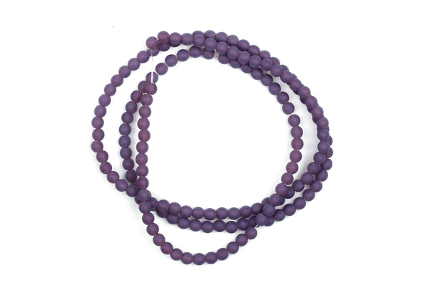 Frosted Opaque Glass Round Beads in Purple – 2.5mm w/ 0.7mm Hole (Approx. 150 beads)