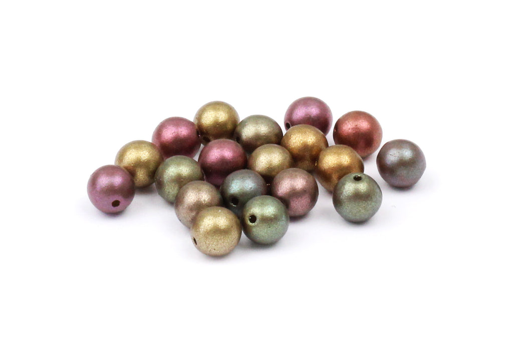 Matte Multicoloured Metallic Round Beads for Jewellery Making