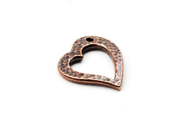 Antique Copper Tierracast Hammered Heart Charm
