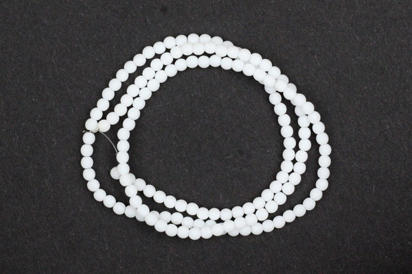 Frosted Opaque Glass Round Beads in White – 2.5mm w/ 0.7mm Hole (Approx. 150 beads)