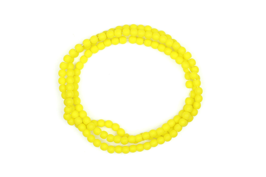 Frosted Opaque Glass Round Beads in Yellow – 2.5mm w/ 0.7mm Hole (Approx. 150 beads)