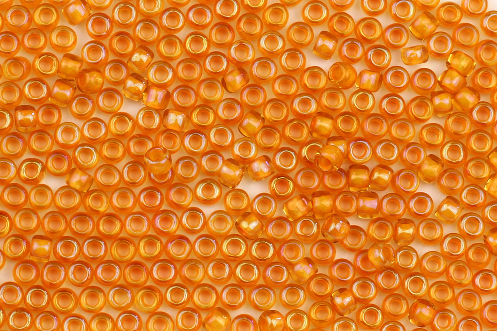 Burnt Orange Lined (Iridescent Honey) Seed Beads for Jewellery Making – SIZE 8 / 10g