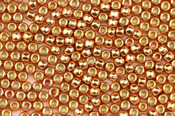 Permafin-galvanised Rose Gold (Golden Orange Metallic) Seed Beads for Jewellery Making – SIZE 8 / 10g