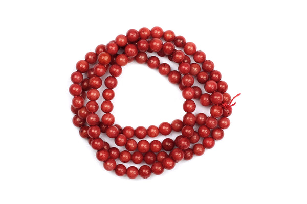 Sea Bamboo (Imitation Coral) Dyed, Round Firebrick – 3mm w/ 0.5mm Hole (Approx. 126 Beads)