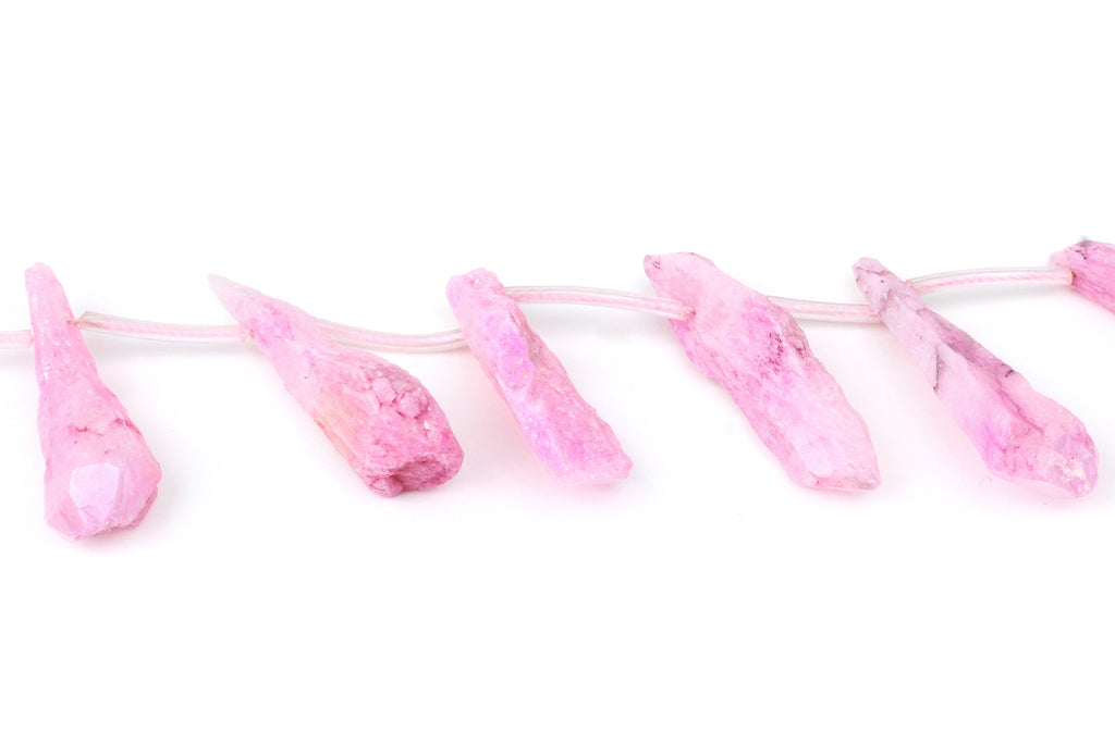 Pink Quartz 'Chip / Nugget' Beads – Average 38mm x 10mm (18 Beads)