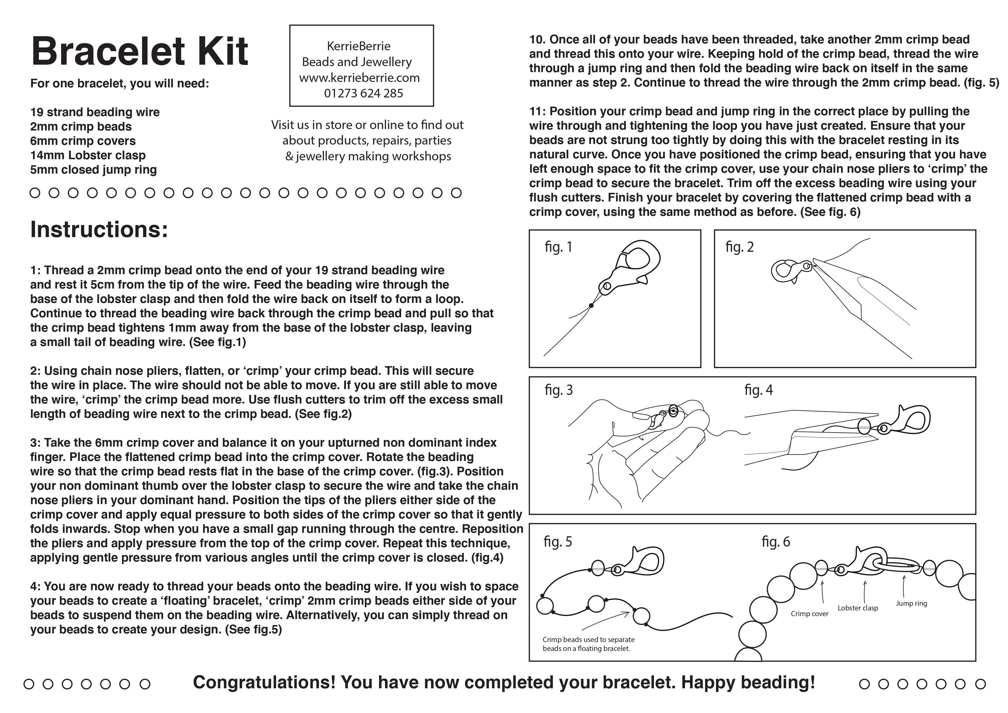 FREE Bracelet Making Instructions (Hard Copy Print Out) – KerrieBerrie  Beads & Jewellery