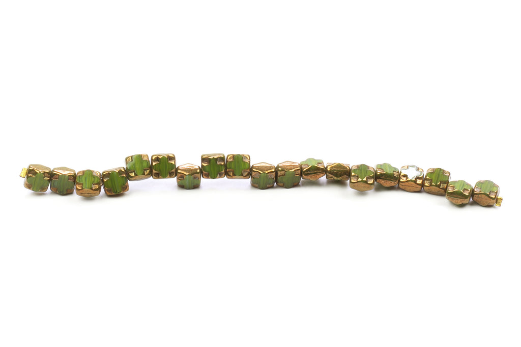 Kerrie Berrie Czech Glass Double Drilled Square 6mm Beads Strand