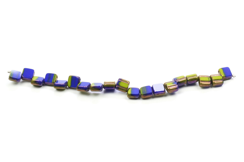 Kerrie Berrie Czech Glass Double Drilled Square 6mm Beads Strand