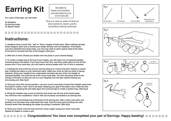 FREE Earring Making Instructions (Hard Copy Print Out)