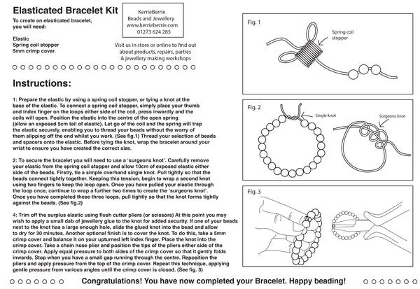 Kerrie Berrie Free Instructions Tutorial for Making a Stretchy Elasticated Bracelet