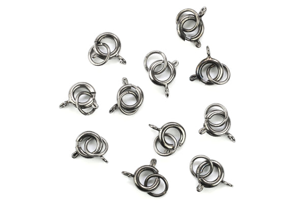 Kerrie Berrie Jewellery Making Pewter Black 10mm Bolt Ring Jewellery Clasps with 6mm Jump Rings