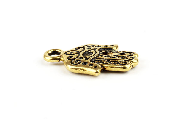 Kerrie Berrie Gold Plated Tierracast Hamsa Hand Charm for Jewellery Making