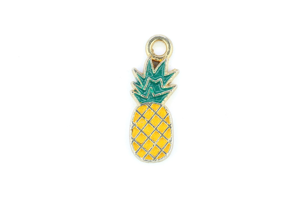 Kerrie Berrie Charms for Jewellery Making Tropical Pineapple Yellow Charm