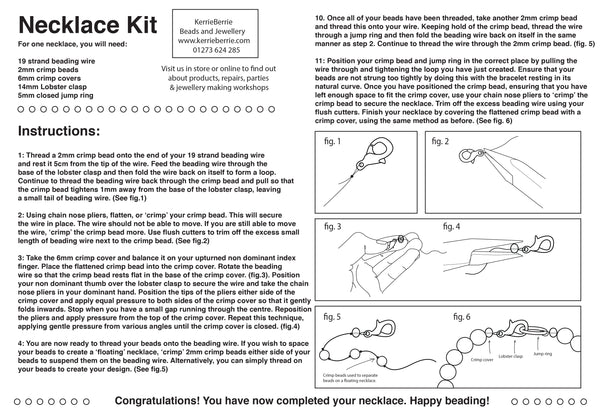 FREE Necklace Making Instructions (Hard Copy Print Out)