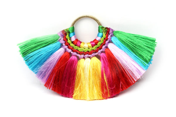 Rainbow Fringe Tassel Hoop Charm